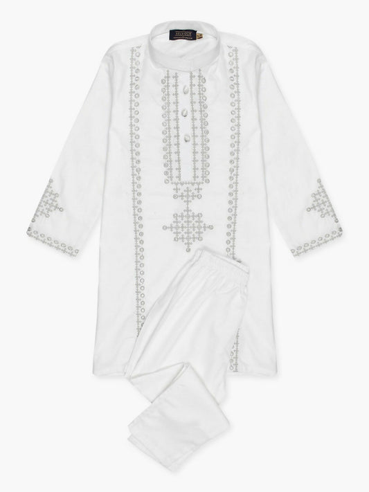 Velvour Girls Cotton Embroidered Stitched 2-Piece Suit-VG103-D