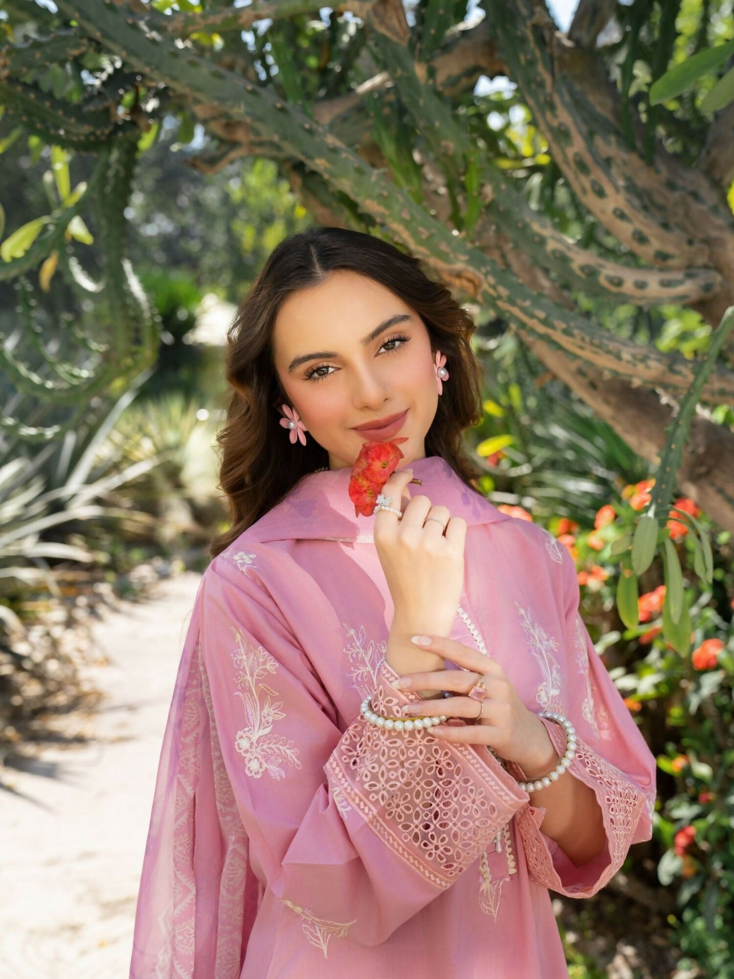 Panache Apparel Serenity Cotton Lawn Embroidered Stitched Suit-Dusty Pink