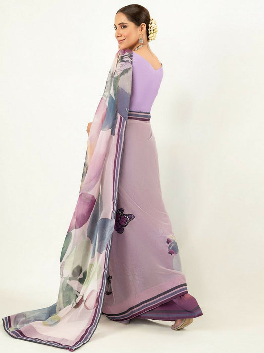 Imran Aftab Chiffon Printed Stitched Saree-IASC 04