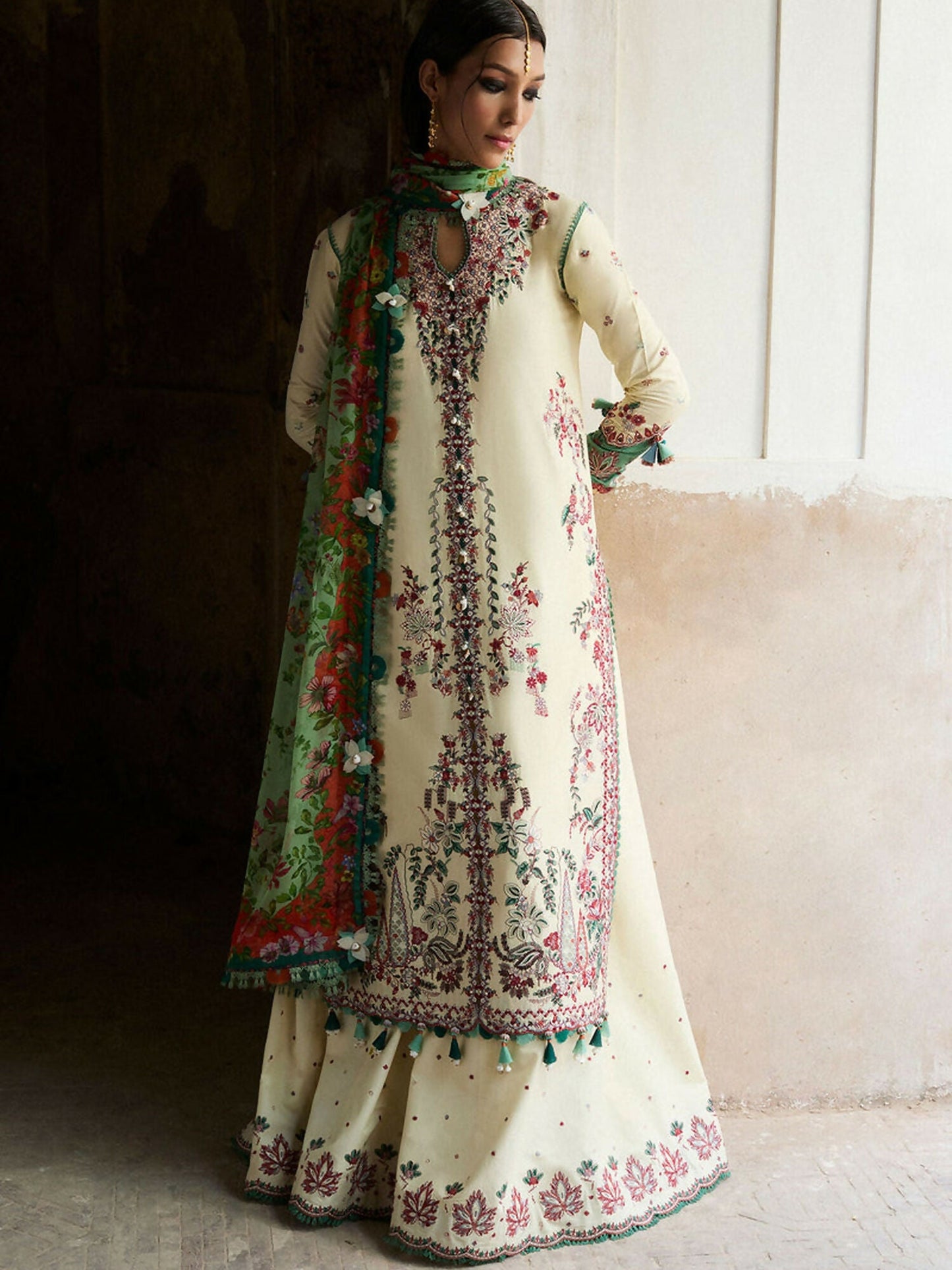 Hussain Rehar Nirmal SS'25 Lawn Embroidered Unstitched 3-Piece Suit-Sahil