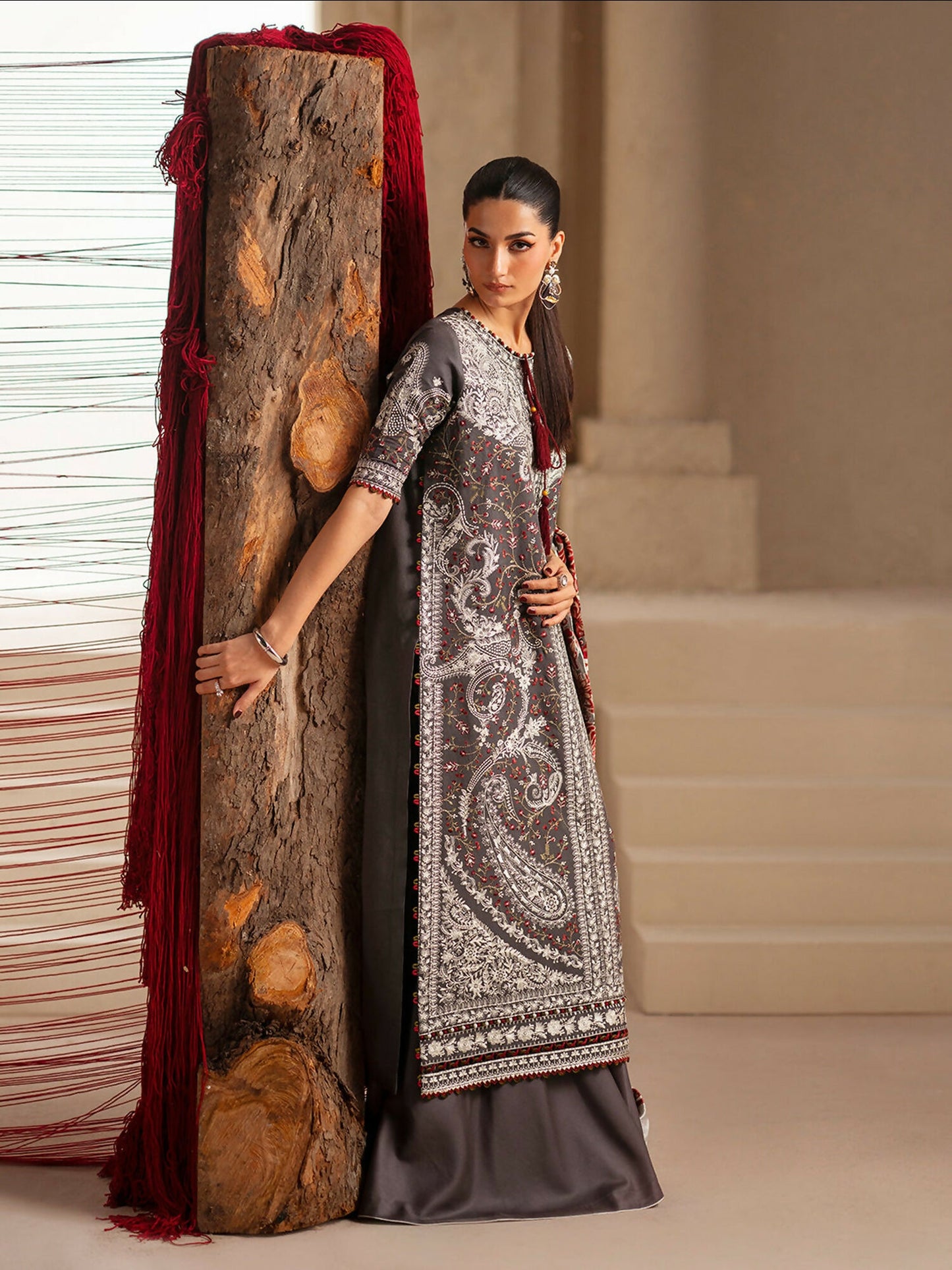 Binilyas Saqqara Kotrai Embroidered Unstitched 3-Piece Suit-161-A