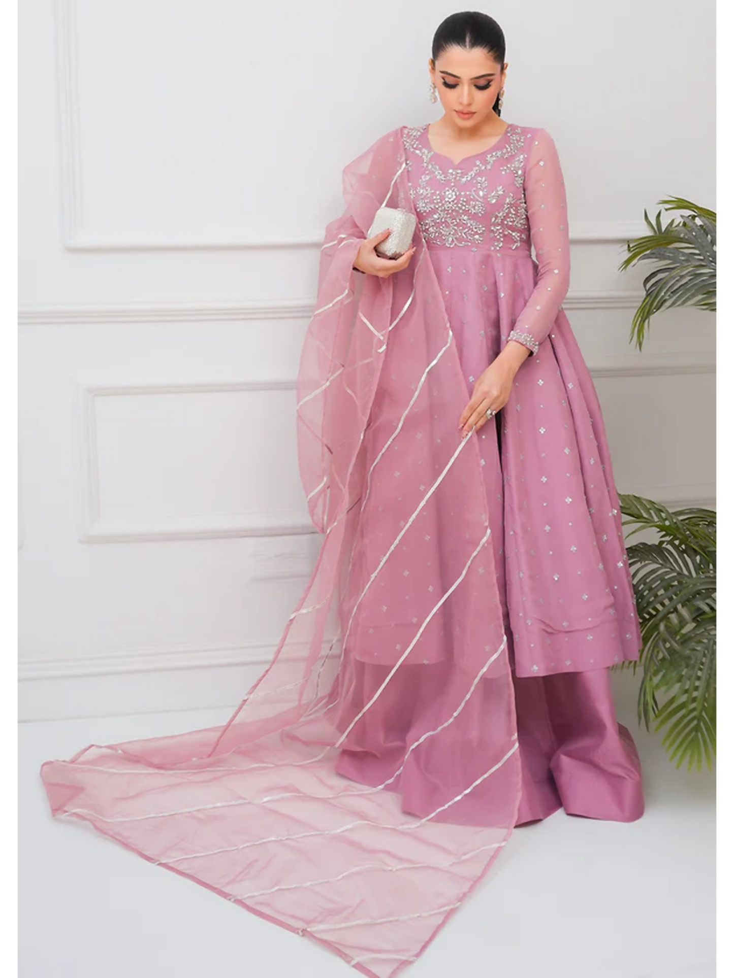 Allure By IH Lehr Chiffon Embroidered Lehenga-Mystic