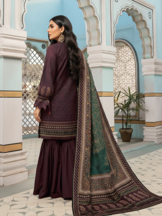 Mausummery Khaddar Printed Unstitched 3-Piece Suit-Jasper