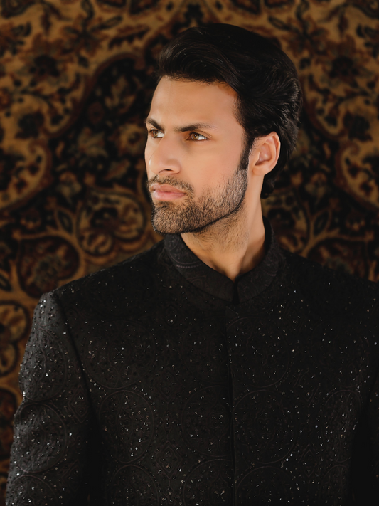 Gem Garments The Sartorial Edit Raw Silk Embroidered Prince Coat-Feroze