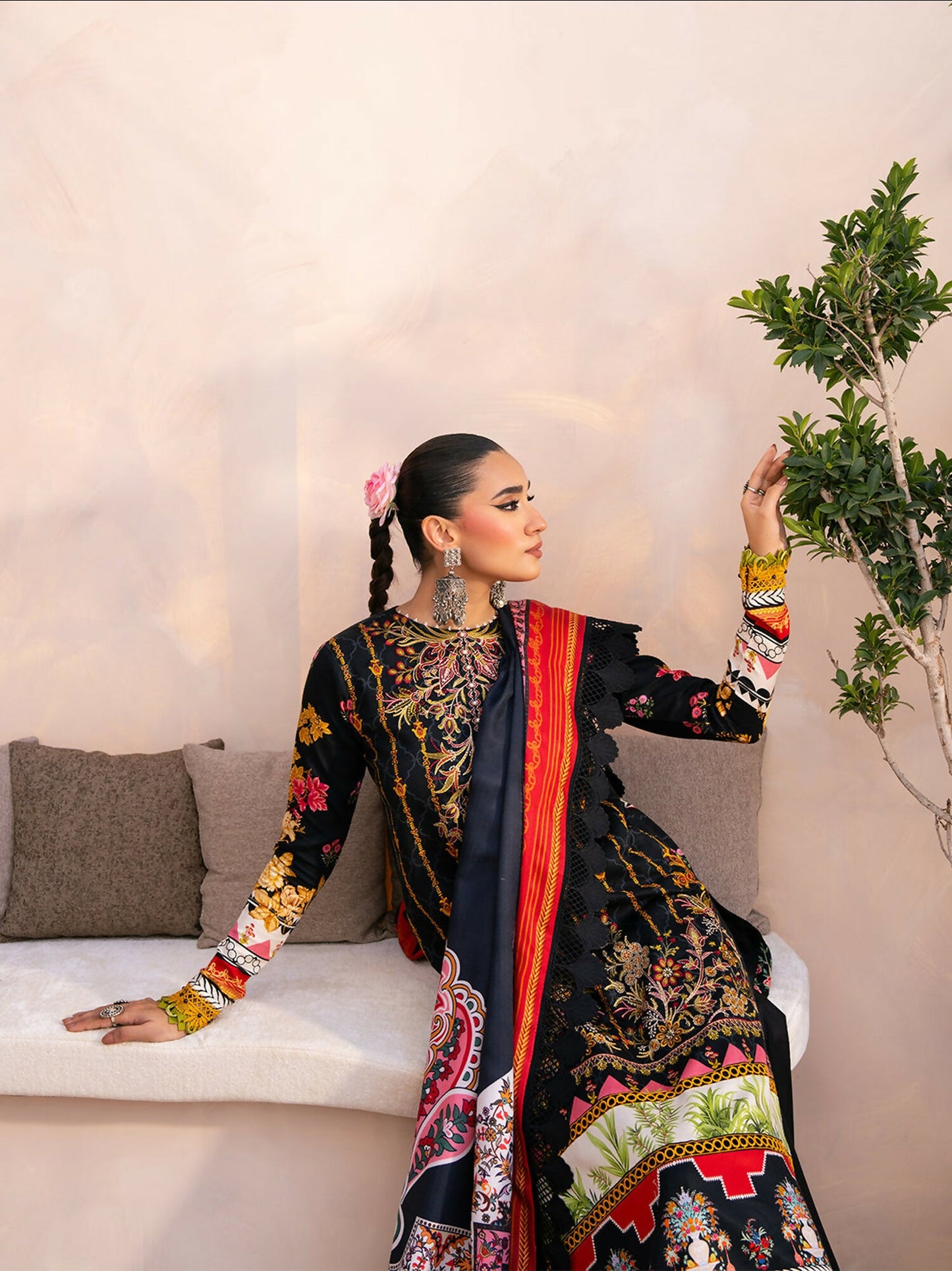 Binilyas Kotrai Embroidered Unstitched 3-Piece Suit-794 - B