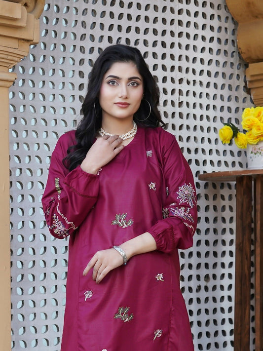 Stylish Collection Aaraish Linen Embroidered Co-Ord Set–Amiya