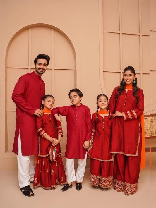 Kidoz Kloset Rang Rasiya Cotton Silk Embroidered Stitched 3-Piece Suit-Amber Mirage-Women