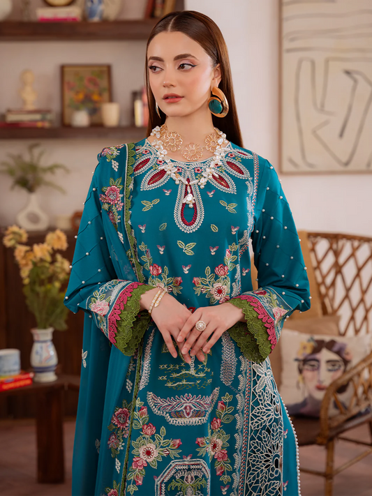 Mahnur Shanaya Lawn Embroidered Unstitched 3-Piece Suit-SN-12