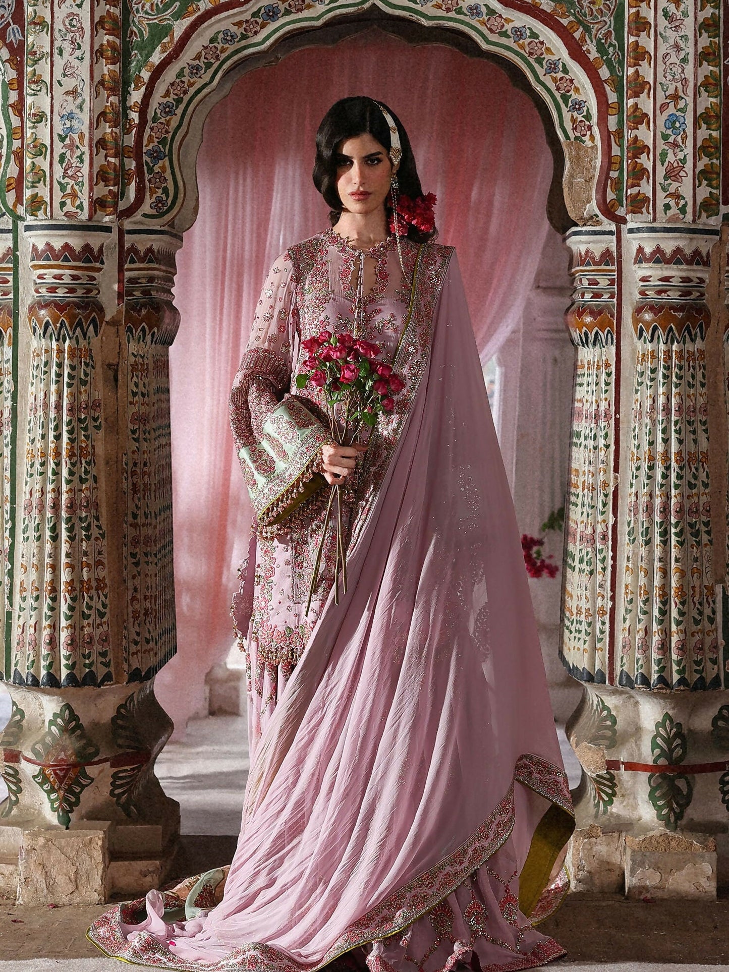 Hussain Rehar Festive Unstitched'26 Chiffon Embroidered 3-Piece Suit-Rukhsaar