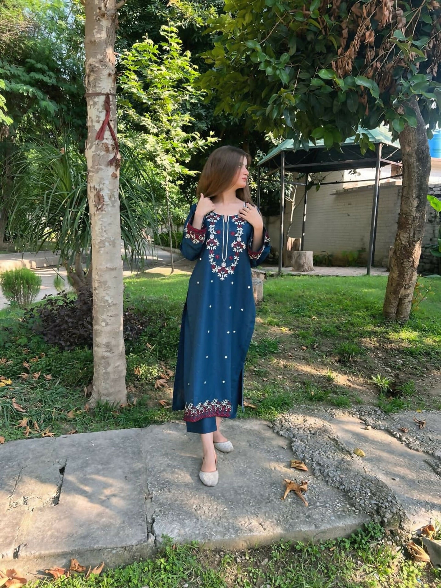 Tehzeeb Libas Cotton Lawn Embroidered Stitched 2-Piece Suit-HEER