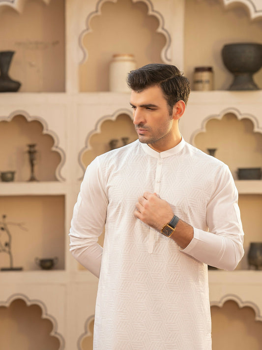 Fabrich Men Embroidered Cotton Unstitched Shalwar Kameez-GTS-MCE-030