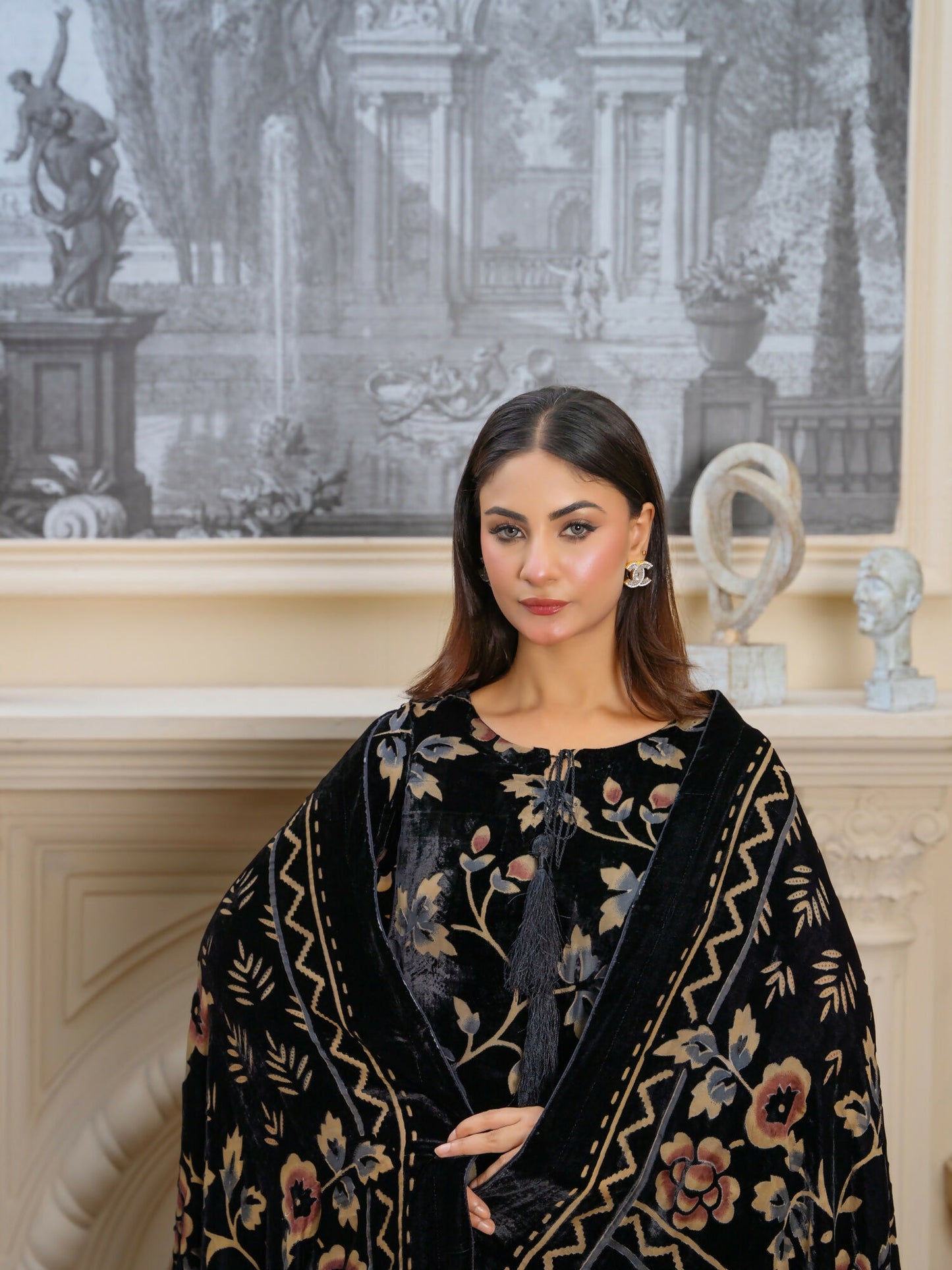 Noori Palachi Embossed Printed Unstitched 3-Piece Suit