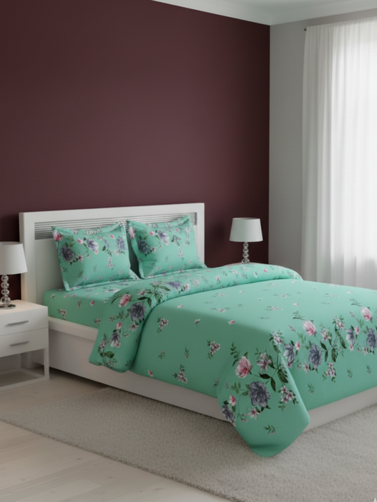 Salonika Printed 3 Piece King Bedsheet Set-158