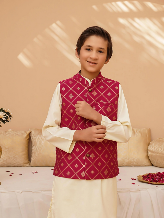 Kidoz Kloset Wash & Wear Printed Kurta Pajama-Pink Blush Luxe-Boy