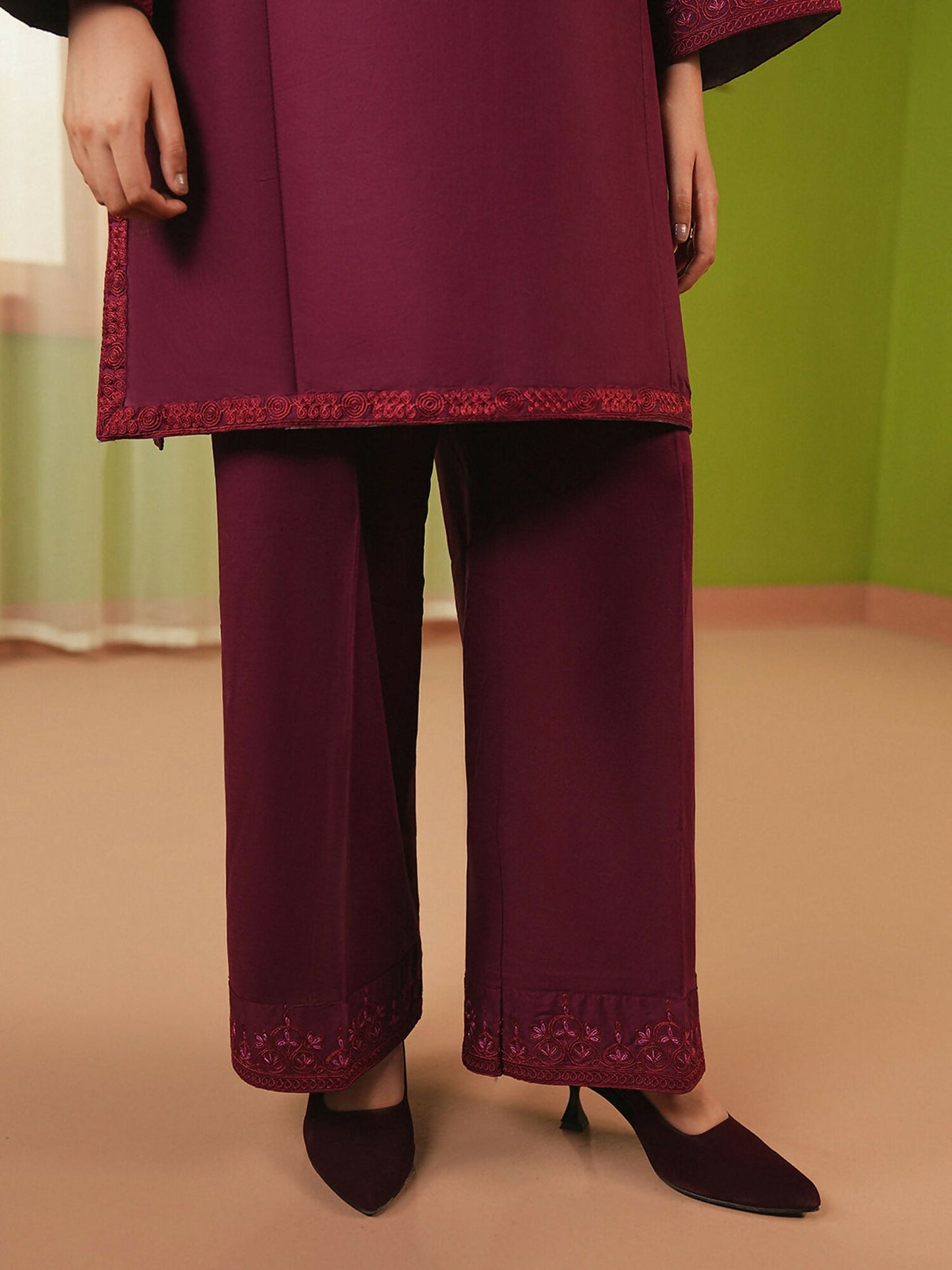 Mannat Clothing Summer-Sky Lawn Embroidered Stitched Suit-Plum