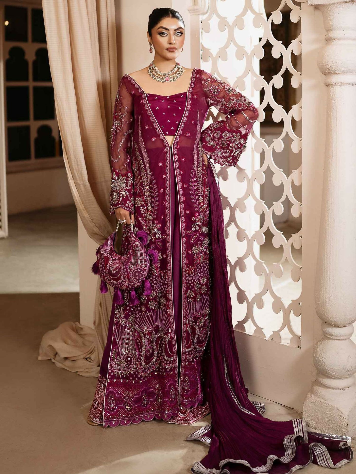 Shiza Hassan Shehnai Organza Embellished Stitched 4-Piece Suit-Ceila
