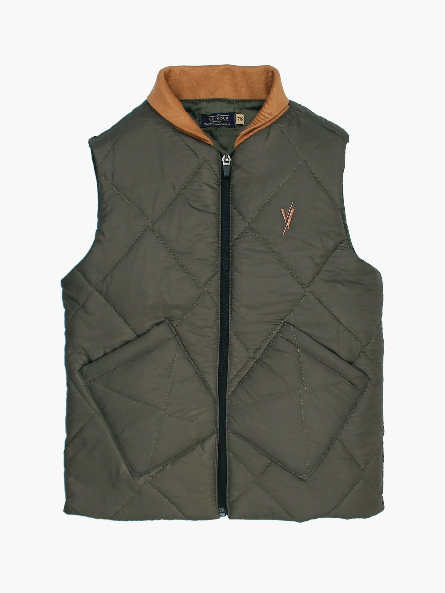 Grey Velvour Puffer Jacket-VJ45-A