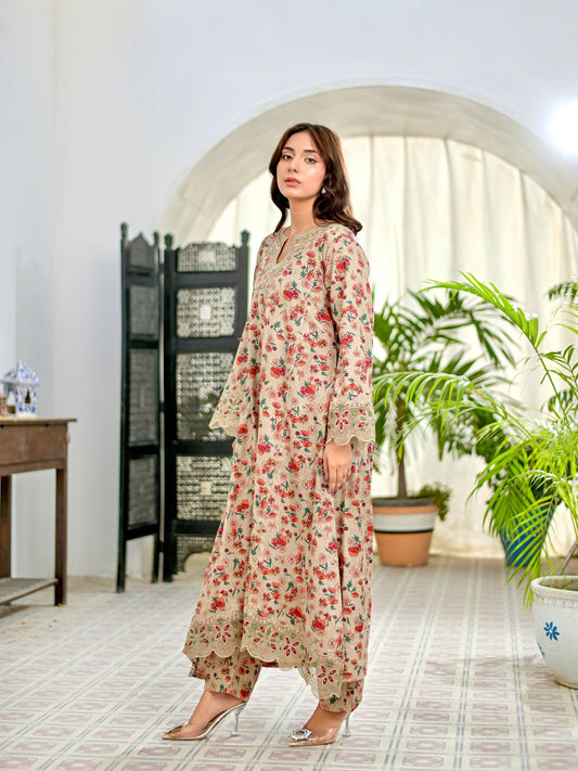 MAK Fashion Lawn Embroidered Stitched 2-Piece Suit-Rosy Dusk