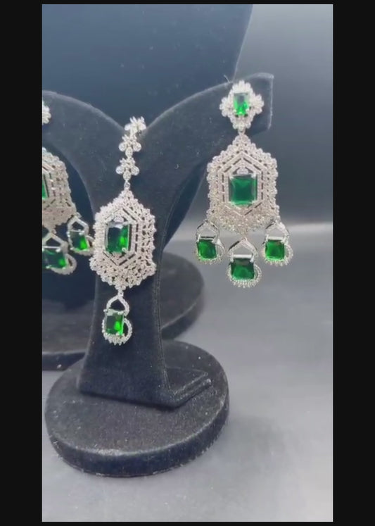 H&A Jewellery One Carat Silver Rhodium Plated American Diamond Set