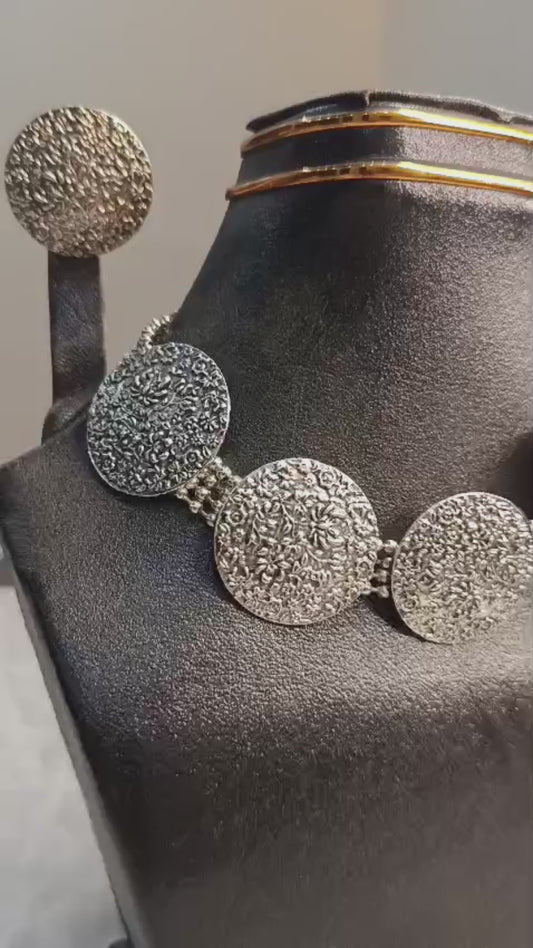 Durwaj's Handcrafted Oxidized Silver Set-DW-016