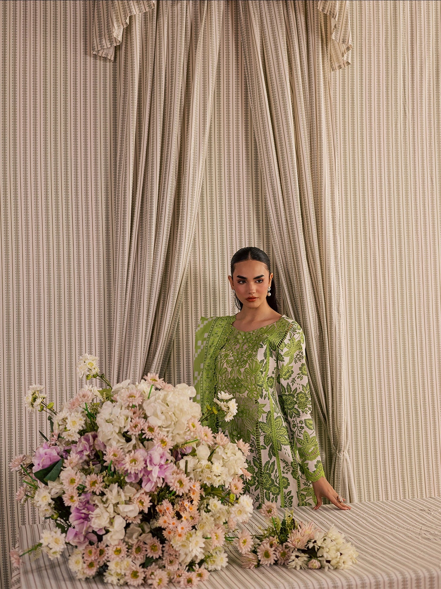 Pistachio Mahnur Afsana Lawn'26 Embroidered Unstitched 3-Piece Suit-AL-01