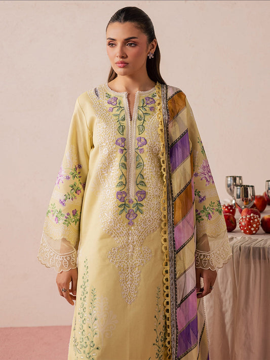 Lemon Mahnur Jahaan Lawn'26 Embroidered Unstitched 3-Piece Suit-MJ-07