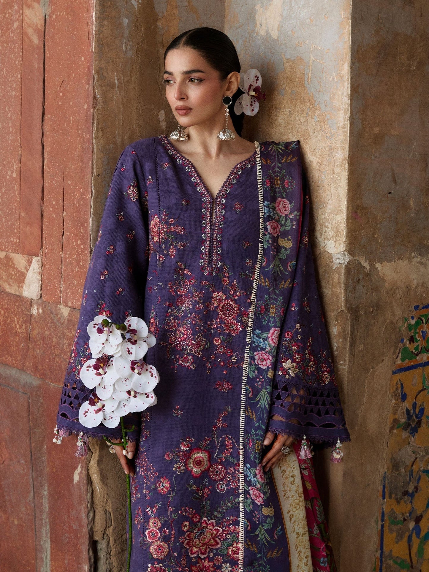 Purple Hussain Rehar Zan SS'26 Lawn Embroidered Unstitched 3-Piece Suit-Mor