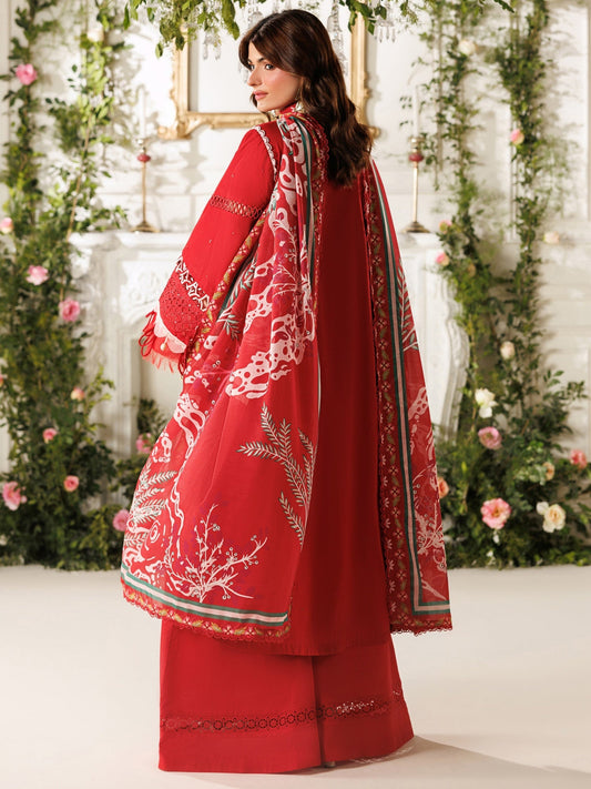 Red Parishay Marbella Summer Lawn‘26 Embroidered Unstitched 3-Piece Suit-MB-02
