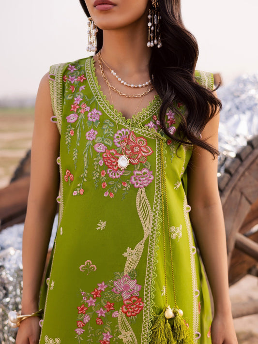 Mint Green Parishay Dil e Raqsam Lawn'26 Embroidered Unstitched 3-Piece Suit-DR-09