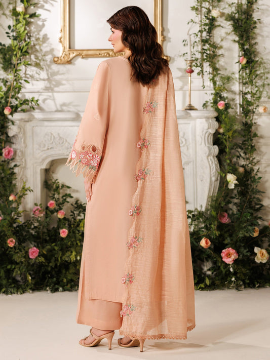 Peach Parishay Marbella Summer Lawn‘26 Embroidered Unstitched 3-Piece Suit-MB-09