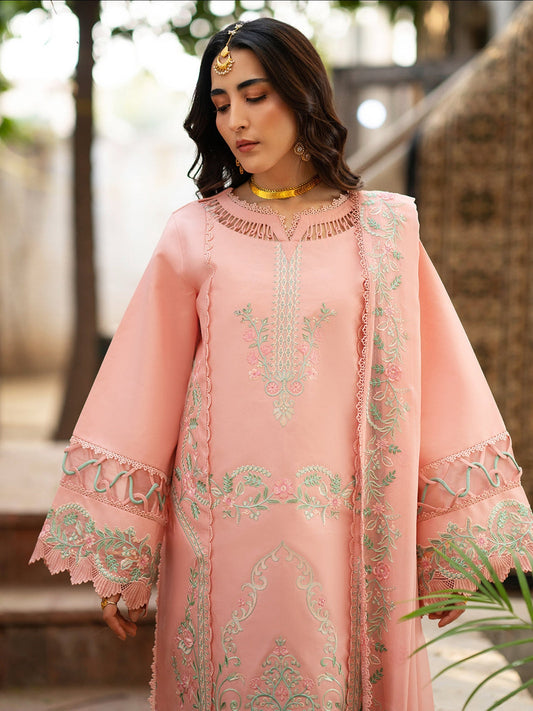Pink Mahnur Satrangi Lawn'26 Embroidered Stitched 3-Piece Suit-ST-05