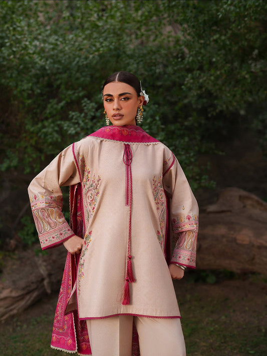 Pink Binilyas Suroor Lawn'26 Embroidered Unstitched 3-Piece Suit-246-B