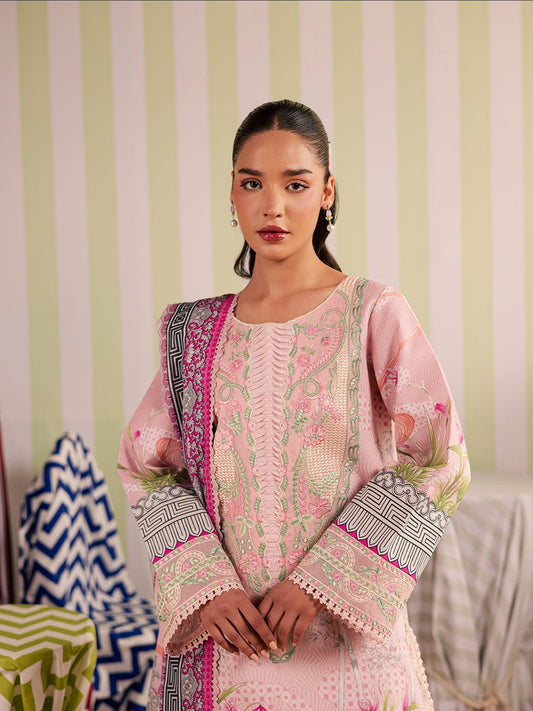 Pink Mahnur Afsana Lawn'26 Embroidered Unstitched 3-Piece Suit-AL-06