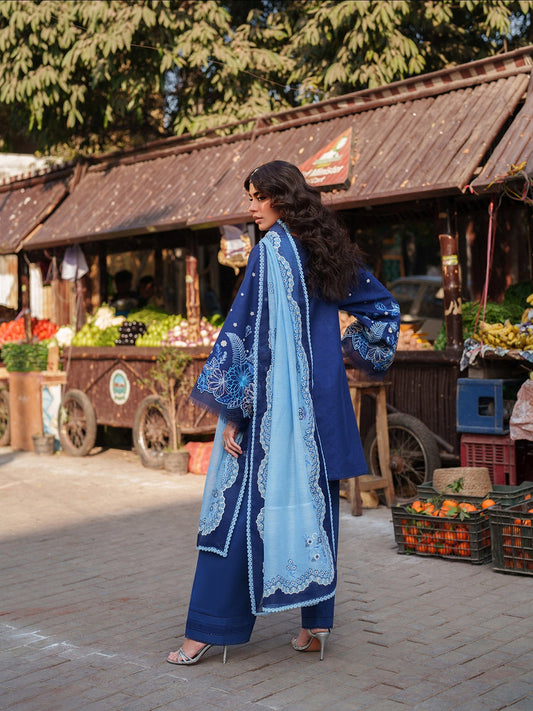 Blue Binilyas Suroor Lawn'26 Embroidered Unstitched 3-Piece Suit-244-B