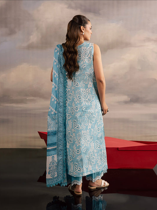 Aqua Blue Mahnur Afsana Lawn'26 Embroidered Unstitched 3-Piece Suit-AL-02