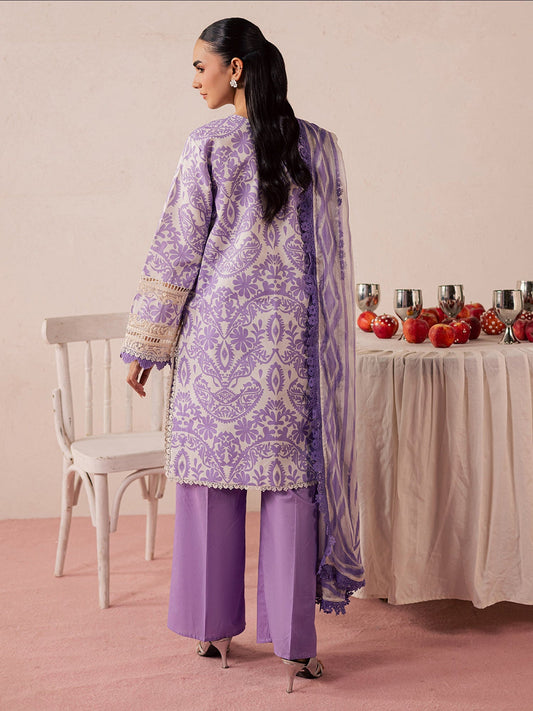 Lilac Mahnur Jahaan Lawn'26 Embroidered Stitched 3-Piece Suit-MJ-10