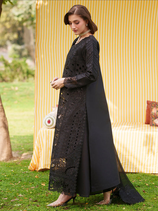 Black Mahnur Nilofer Luxury Lawn'26 Embroidered Stitched 3-Piece Suit-NL-14