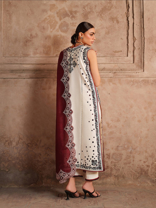 White Binilyas Suroor Lawn'26 Embroidered Unstitched 3-Piece Suit-245-A