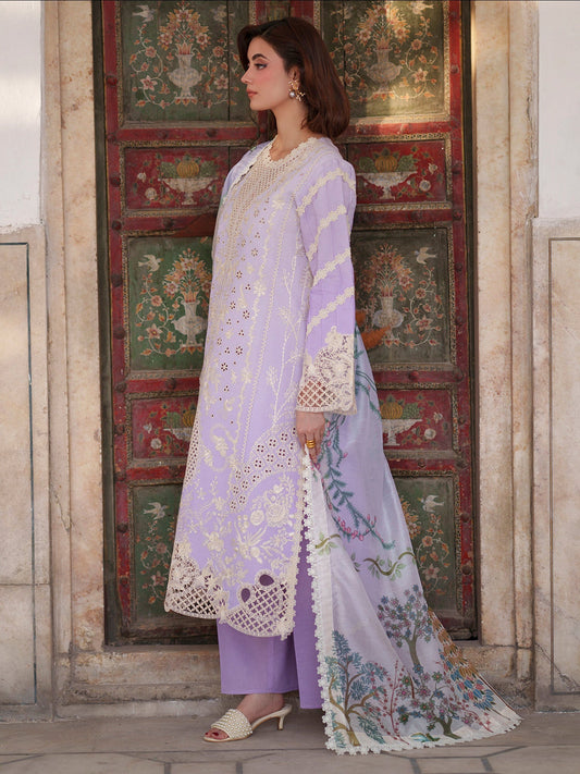 Lilac Mahnur Nilofer Luxury Lawn'26 Embroidered Unstitched 3-Piece Suit-NL-05