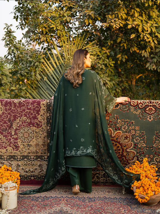 Green Mahnur Satrangi Lawn'26 Embroidered Stitched 3-Piece Suit-ST-08