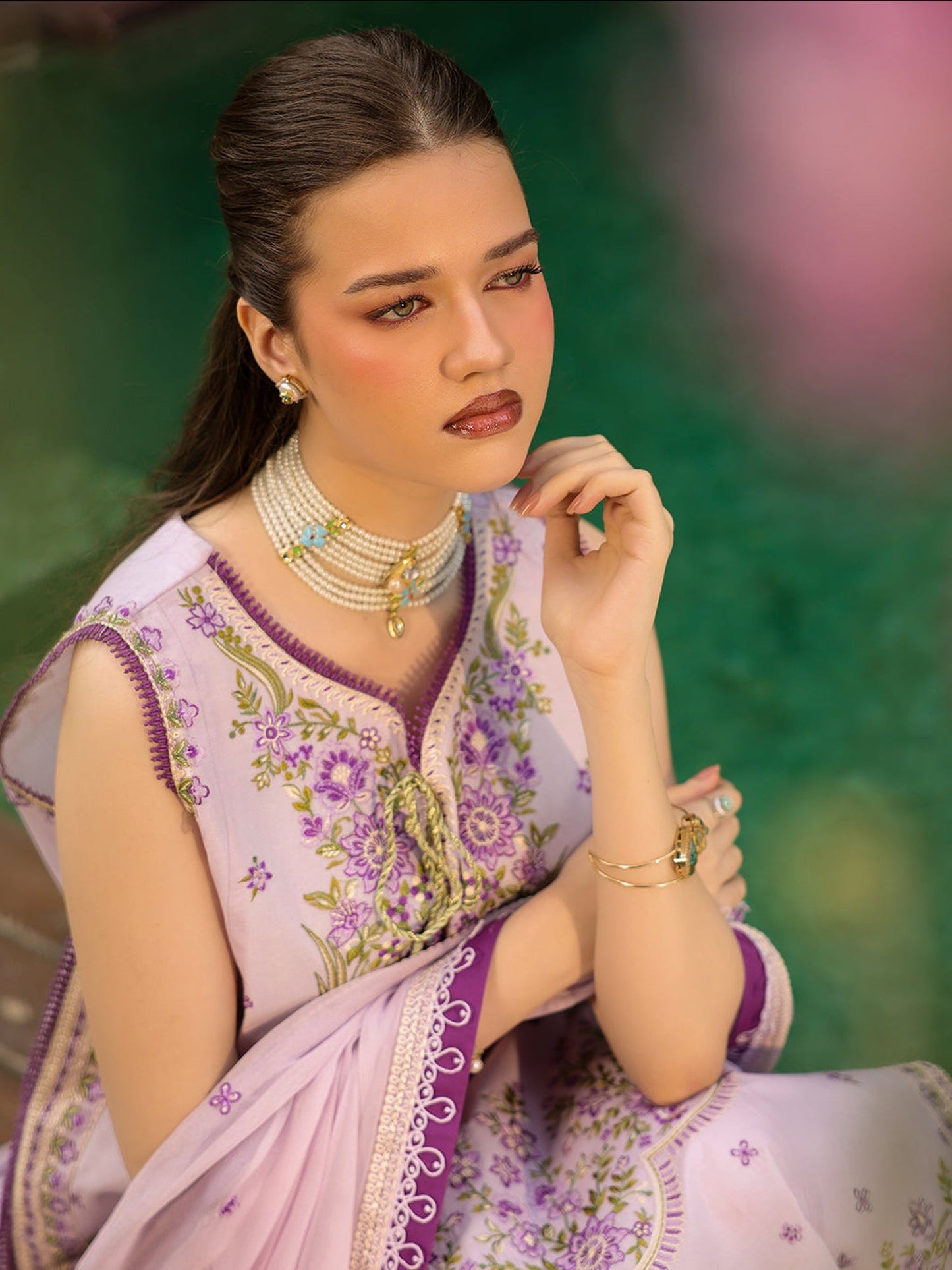 Lilac-Mahnur Shanaya Lawn Vol 2 Embroidered Stitched 3-Piece Suit-SH-07
