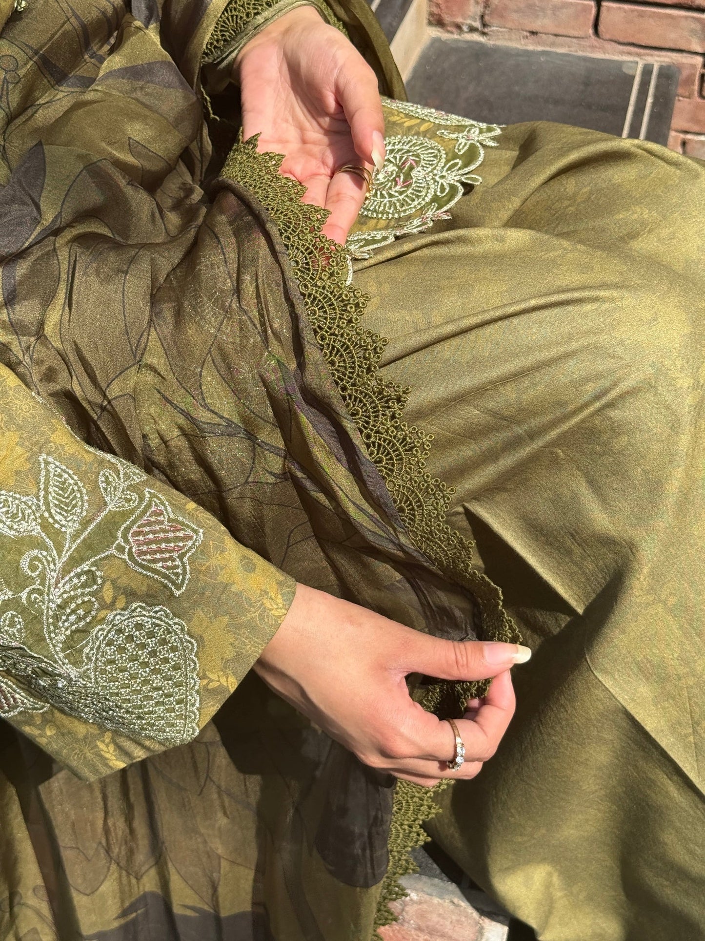 Olive Sehrish Kanwal Festive Print'26 Lawn Embroidered Unstitched 3-Piece Suit-Ayla