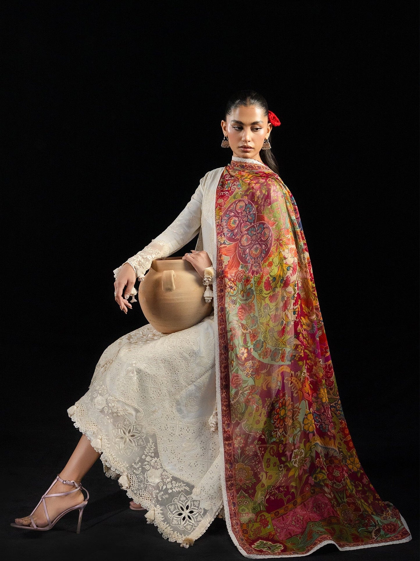 White Hussain Rehar Zan SS'26 Lawn Embroidered Unstitched 3-Piece Suit-Sefi