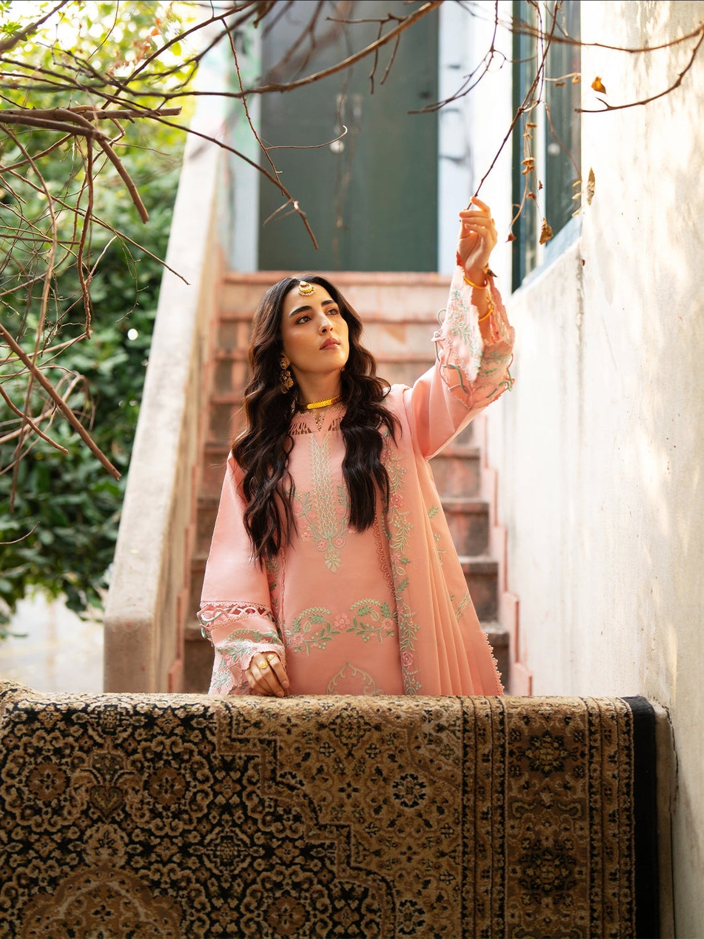 Pink Mahnur Satrangi Lawn '26 Embroidered Unstitched 3-Piece Suit-ST-05