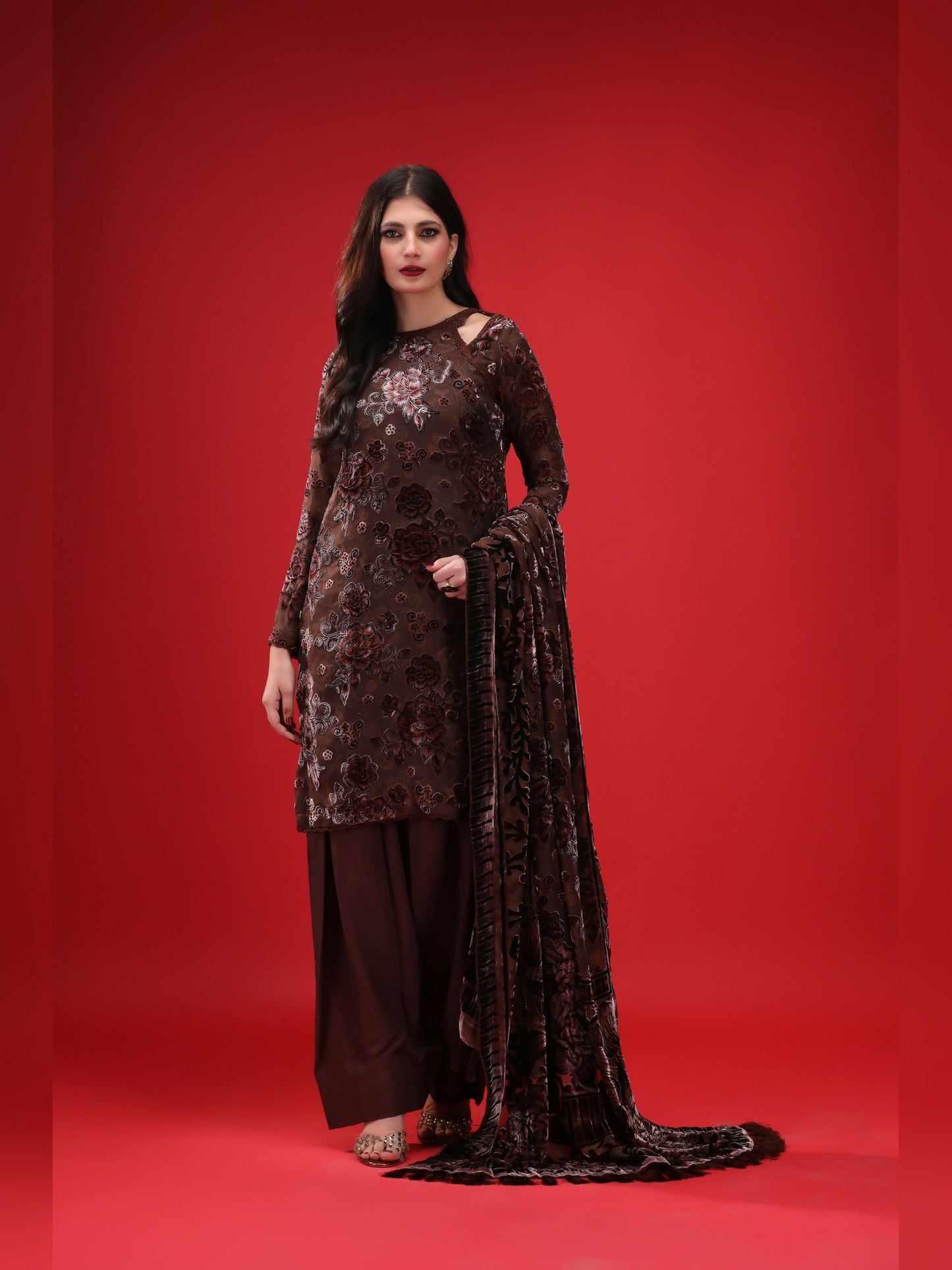 Noori Palachi Embossed Printed Unstitched 3-Piece Suit