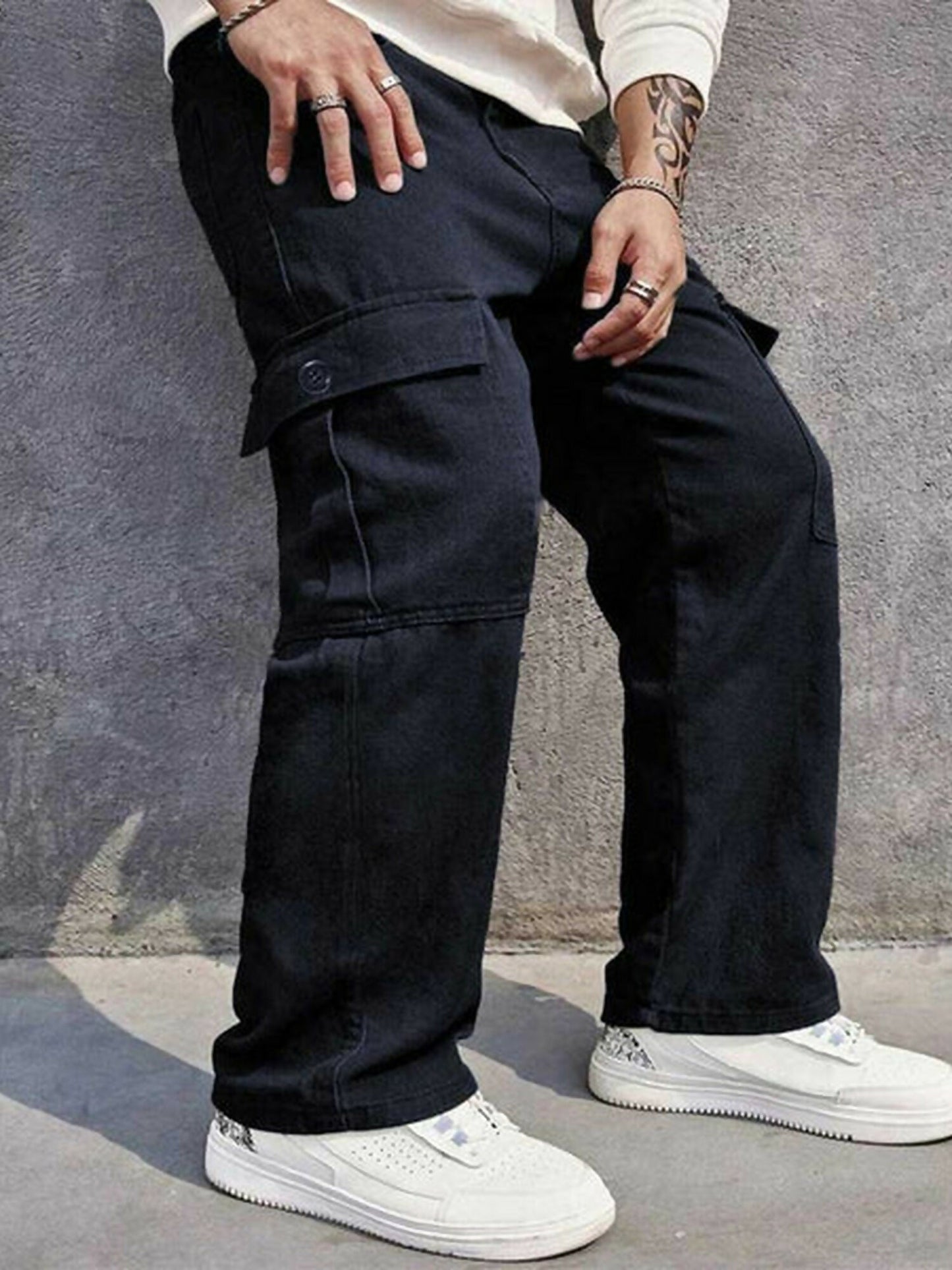 Jupiter Plain Engineered Denim Cargo Pockets Trouser-14494