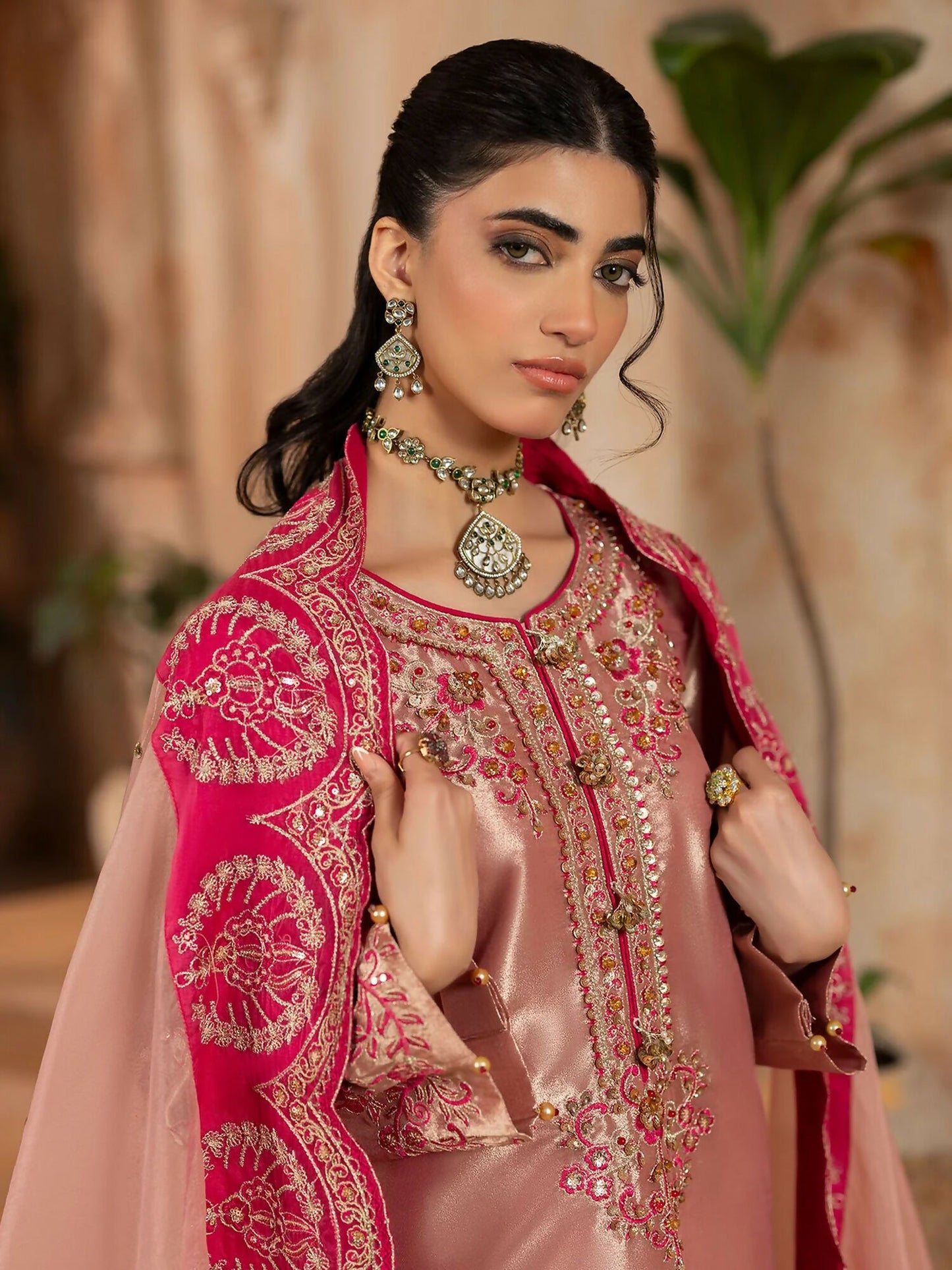 Shurooq Kanpur 1912 Tissue Embellished Stitched 3-Piece Suit-Sukhan