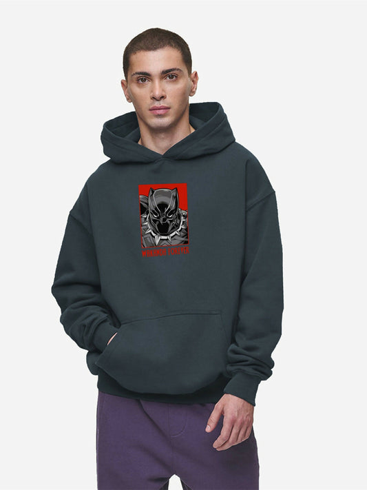 Grey Jupiter Oversized Black Panther Printed Hoodie-14869