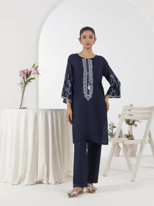 Stylish Collection Aaraish Linen Embroidered Stitched 2-Piece Suit–Embellish Blue