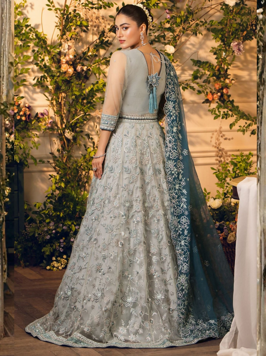 Hemstitch Net Embroidered Stitched Lehnga-Lenora